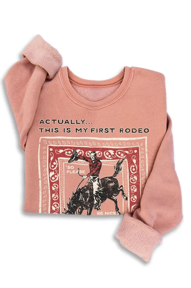 THIS IS MY FIRST RODEO MINERAL WASH GRAPHIC SWEATSHIRT PEACH ORANGE HRT LUV Earrings THIS IS MY FIRST RODEO MINERAL WASH GRAPHIC SWEATSHIRT PEACH ORANGE HRT LUV Earrings