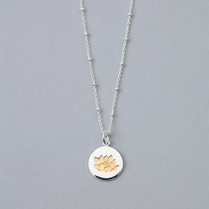 Tiger Mountain Silver and Yellow Lotus Flower Pendant Necklace Necklaces