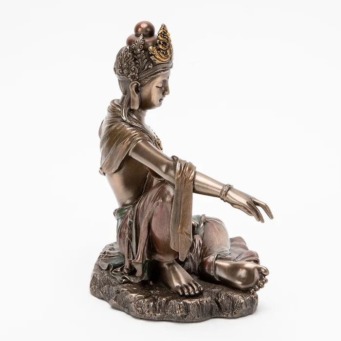 Top Land Trading Earrings Bronze Kuan Yin Royal Ease Statue
