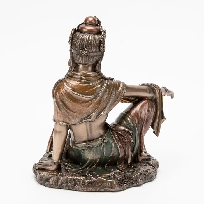 Top Land Trading Earrings Bronze Kuan Yin Royal Ease Statue