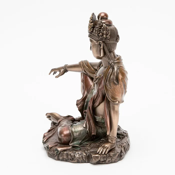 Top Land Trading Earrings Bronze Kuan Yin Royal Ease Statue
