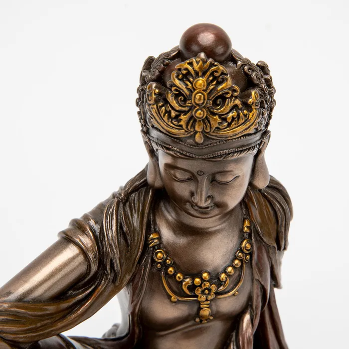 Top Land Trading Earrings Bronze Kuan Yin Royal Ease Statue