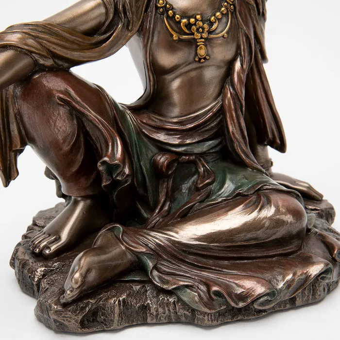 Top Land Trading Earrings Bronze Kuan Yin Royal Ease Statue