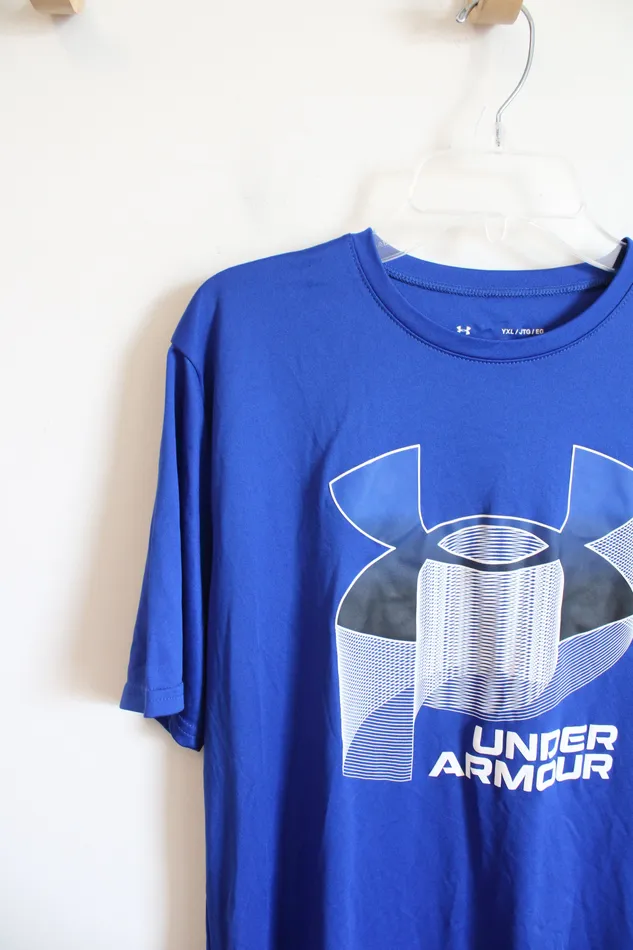 Under Armour Rings Under Armour Blue White Athletic Shirt Youth XL 1820