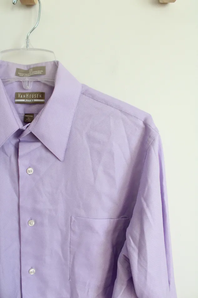 Van Heusen Earrings Van Heusen Fitted Purple Long Sleeved Button Down Shirt 163435 L