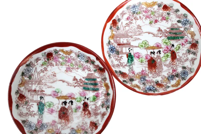 Vintage Geisha Painted Mini Plates Set Of 2 Jubilee Thrift Earrings