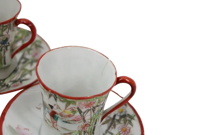 Vintage Japanese Geisha Teacups Saucers Jubilee Thrift Earrings