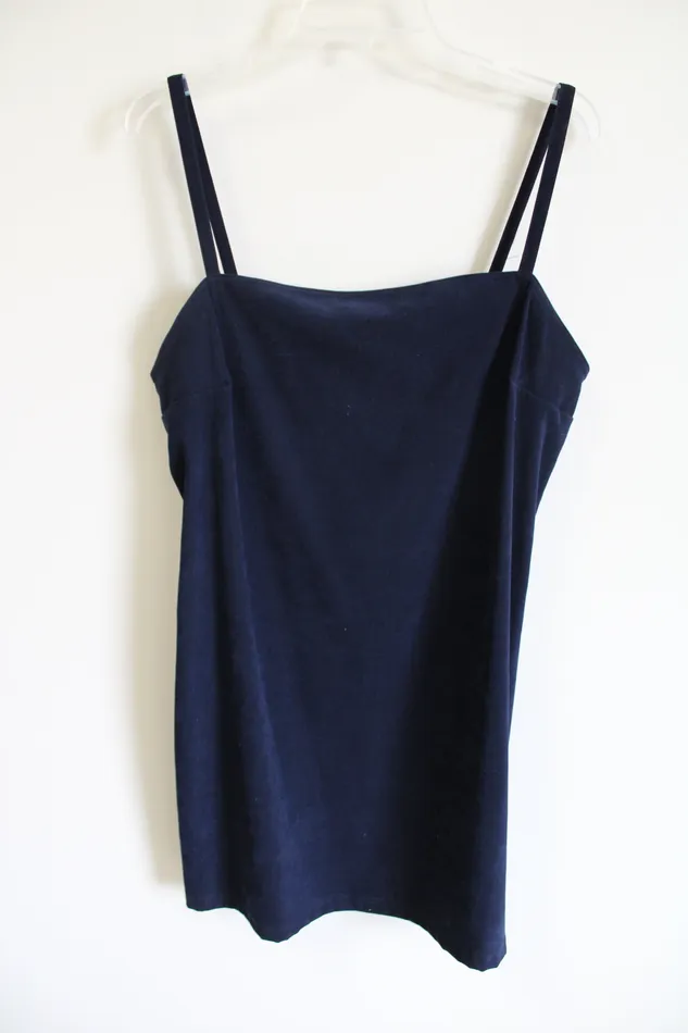 Vintage La Belle Navy Blue Sueded Mini Dress 13 XL2X La Belle Rings