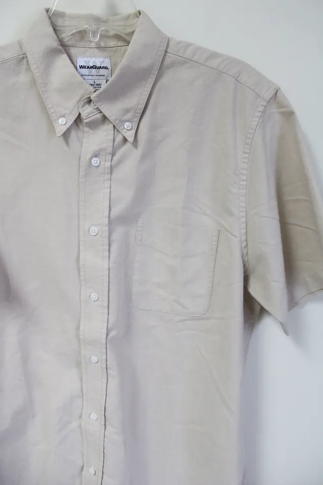 WearGuard Earrings WearGaurd Tan Short Sleeved Button Down Shirt L
