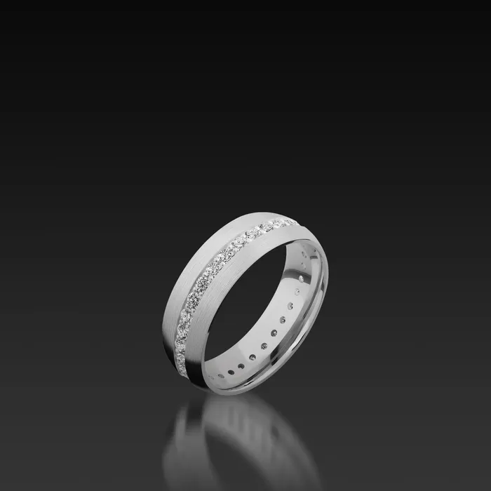 White Gold Domed Eternity Band with Diamonds Shop John Atencio Rings