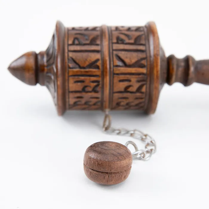 Wooden Tibetan Prayer Wheel Nirvana Mala Earrings