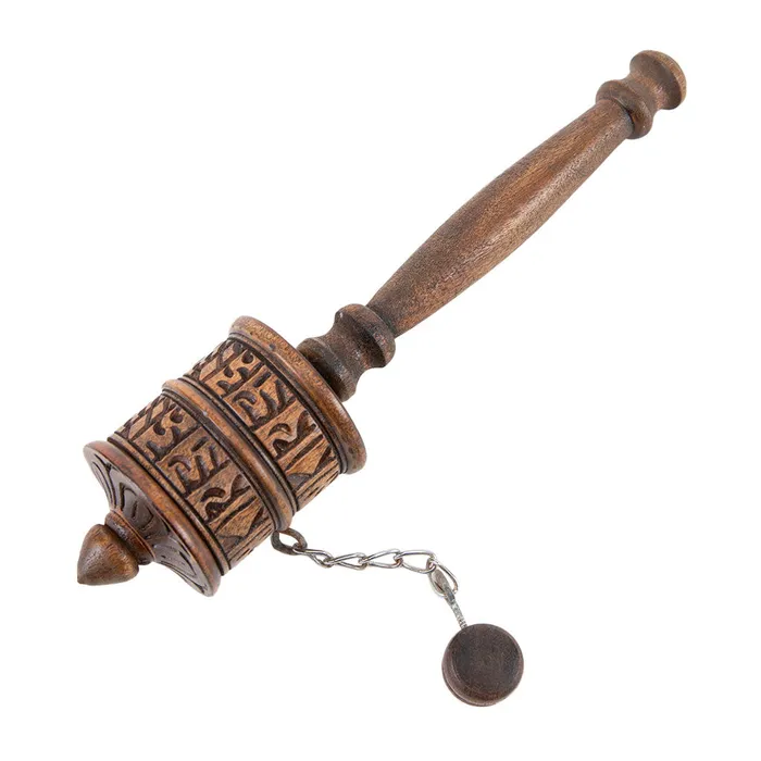 Wooden Tibetan Prayer Wheel Nirvana Mala Earrings