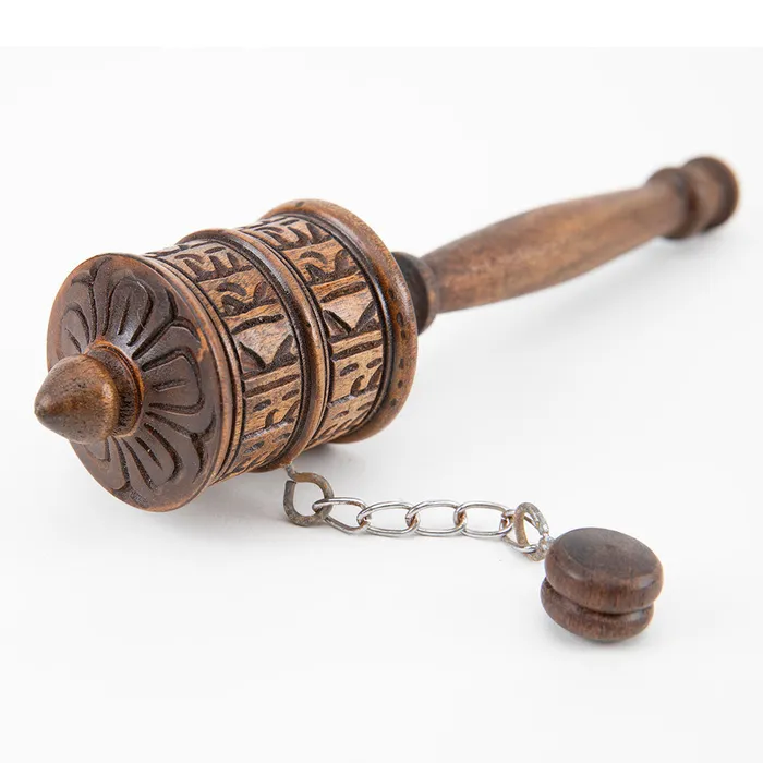 Wooden Tibetan Prayer Wheel Nirvana Mala Earrings