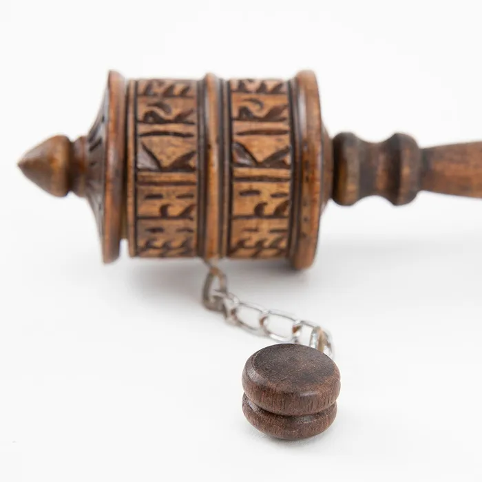 Wooden Tibetan Prayer Wheel Nirvana Mala Earrings
