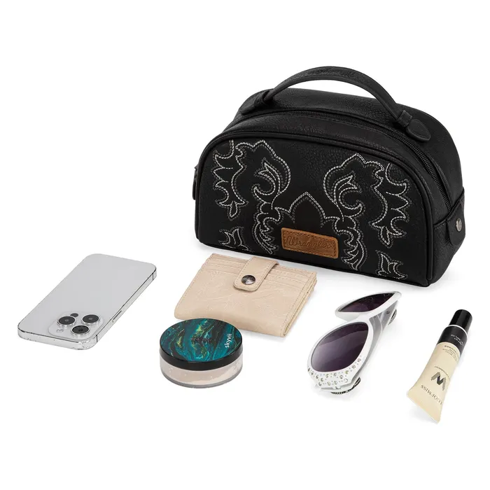 Wrangler Embroidered Multi PurposeTravel Pouch Black MONTANA WEST Rings