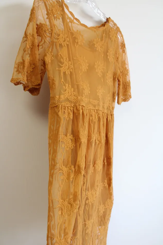 Xhilaration Earrings Xhilaration Mustard Yellow Lace Dress XS