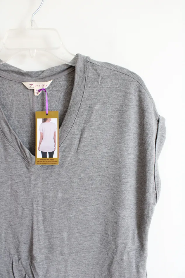 Z By Zobha Earrings NEW Z By Zobha Gray VNeck Studio Tee M