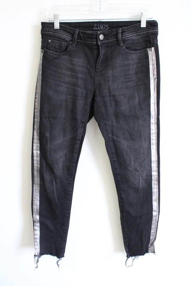 Zara Rings Zara Basics 1975 Black Wash Silver Stripe Ankle Jeans 6