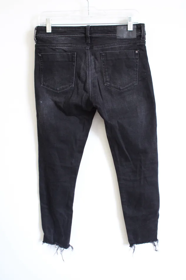 Zara Rings Zara Basics 1975 Black Wash Silver Stripe Ankle Jeans 6