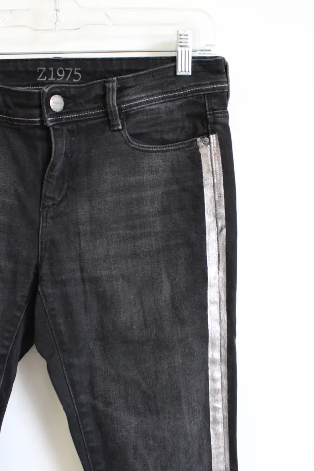 Zara Rings Zara Basics 1975 Black Wash Silver Stripe Ankle Jeans 6