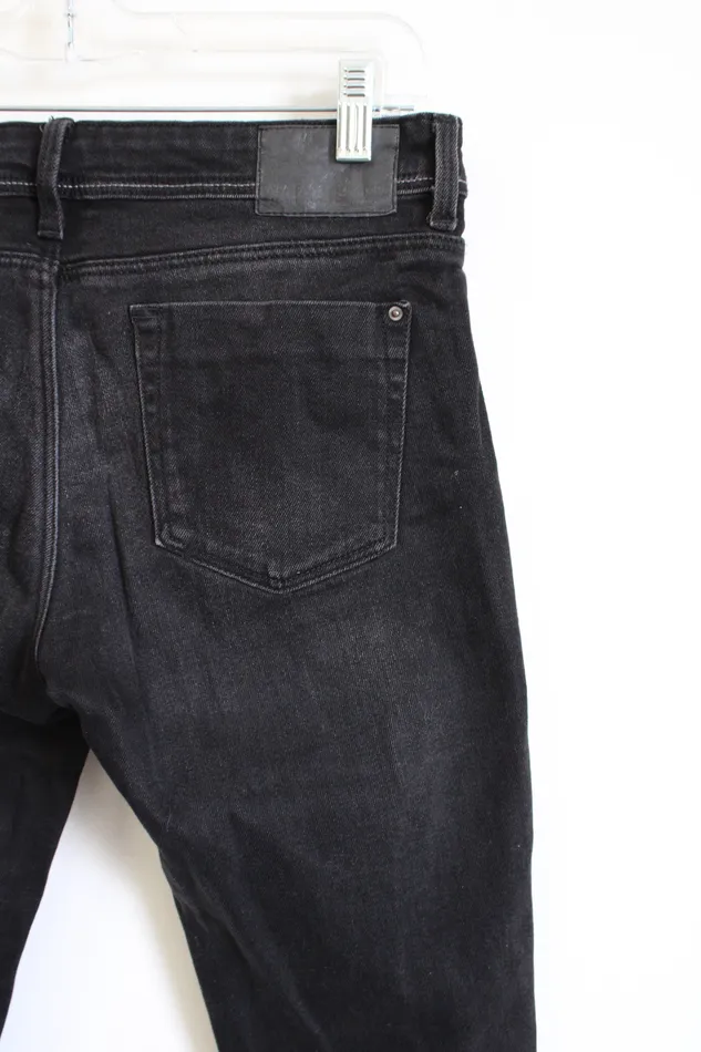 Zara Rings Zara Basics 1975 Black Wash Silver Stripe Ankle Jeans 6