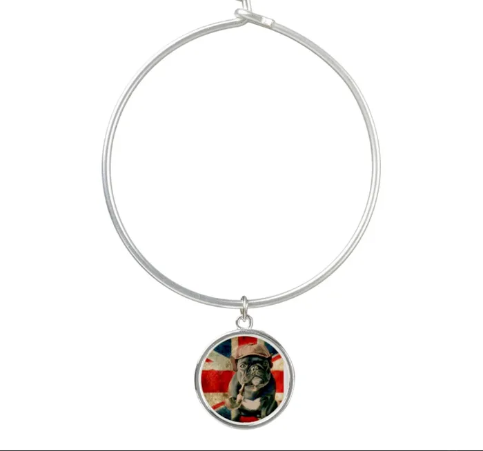 ZAZZLE Bracelets Bangle Bracelet With Round Pug Charm Plated Sterling Silver ZAZZLE Bracelets Bangle Bracelet With Round Pug Charm Plated Sterling Silver